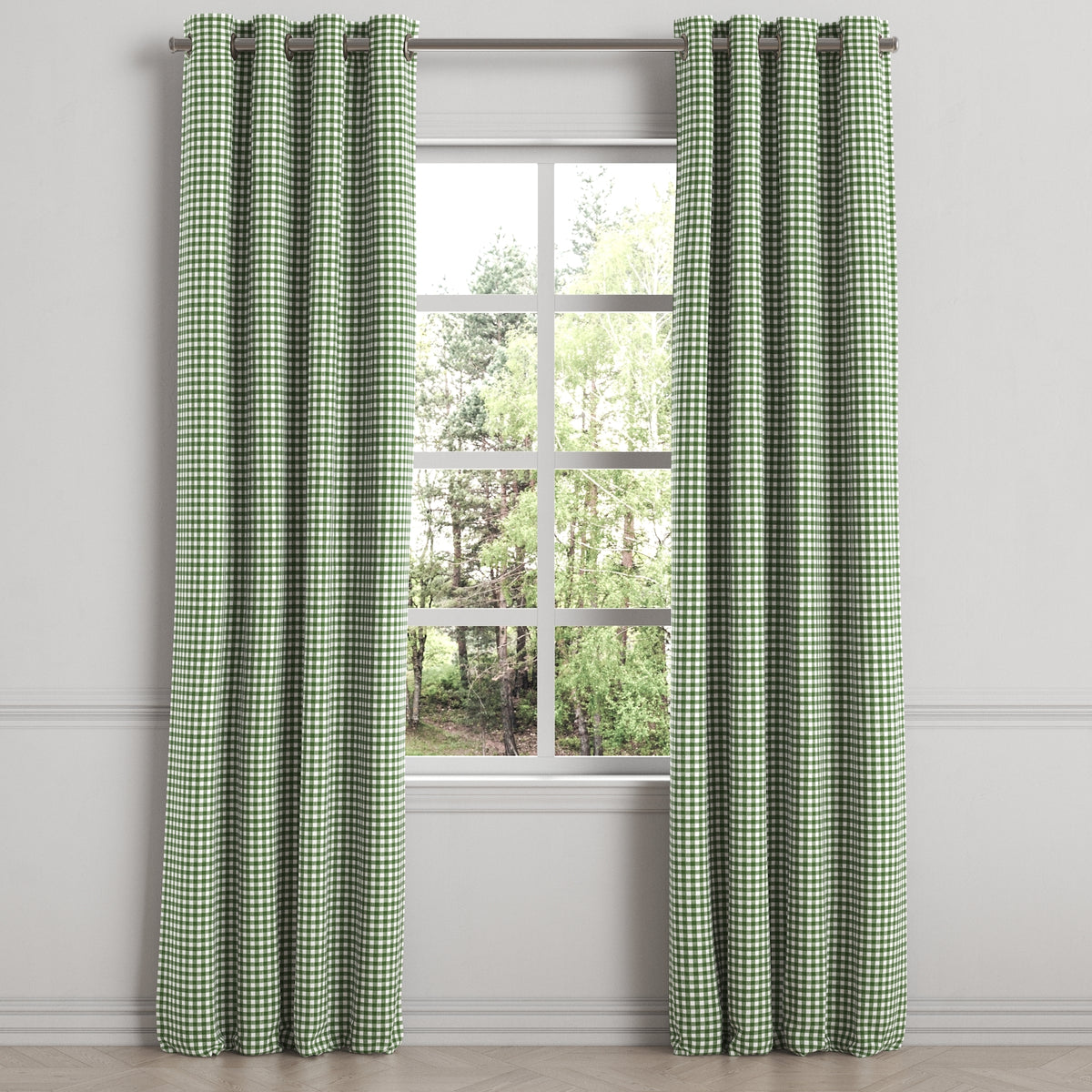 Grommet Drapery in Gingham - Fir