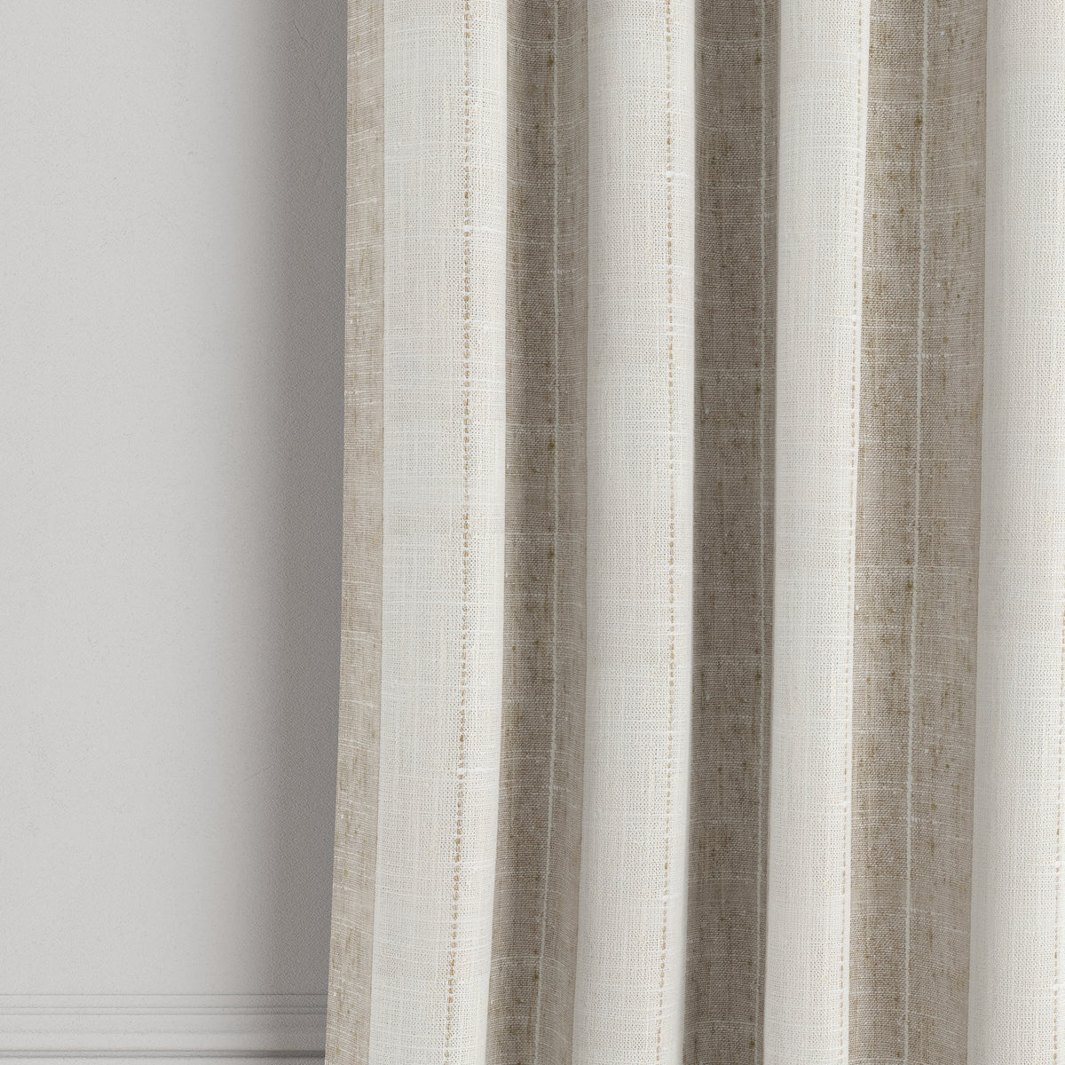 Grommet Drapery in French Laundry Stripe - Champagne