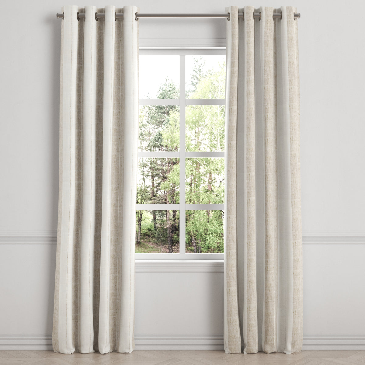Grommet Drapery in French Laundry Stripe - Champagne