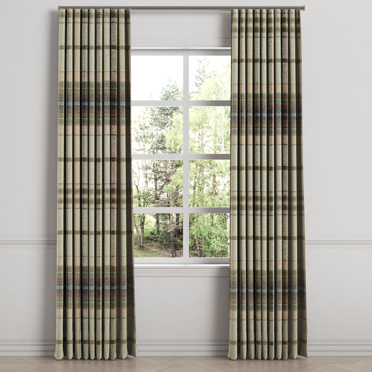 Ripplefold Drapery in Tartan - Cappuccino