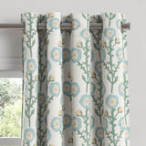 Grommet Drapery in Cottage Flowers - Cool Blue