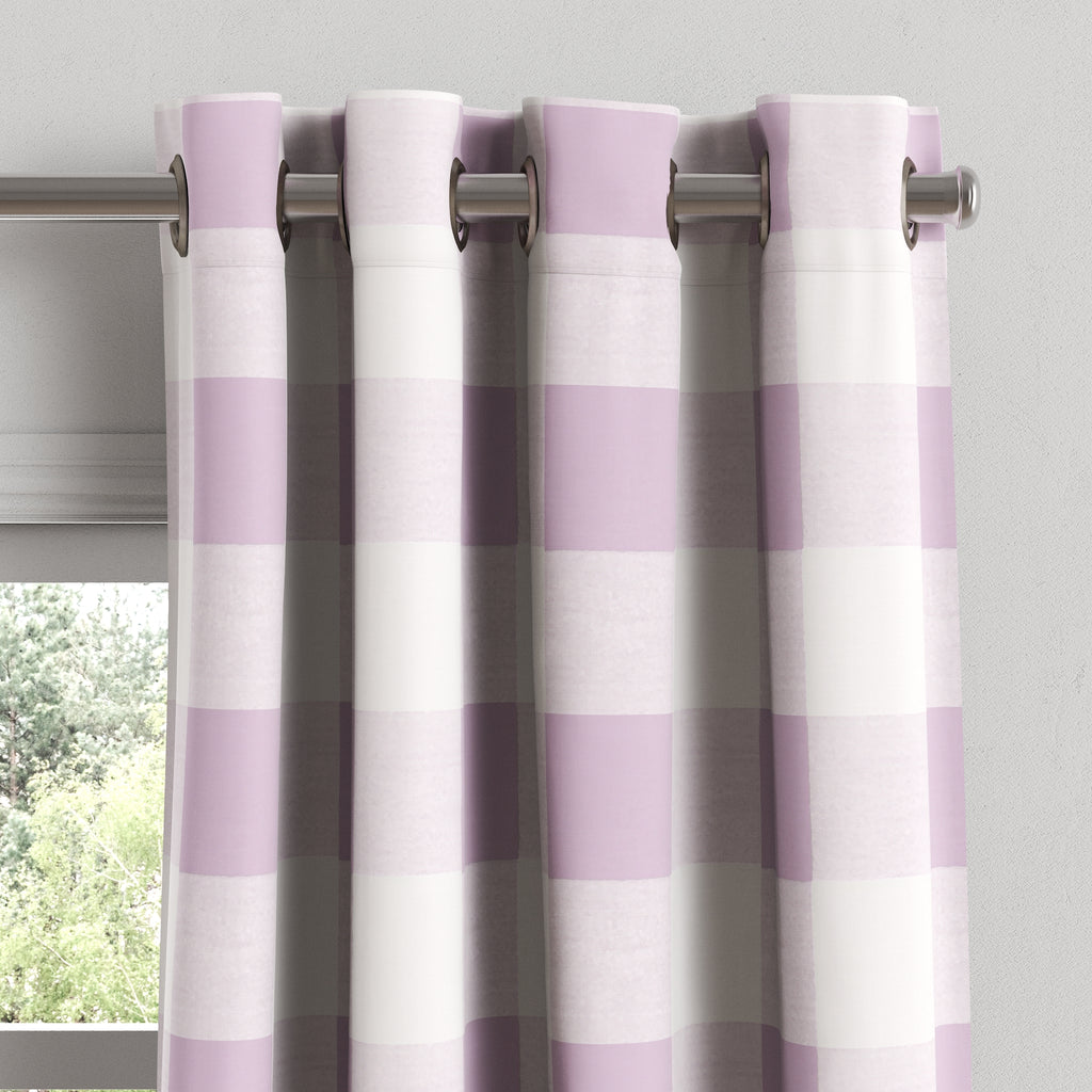 Grommet Drapery in Buffalo Check - Lilac