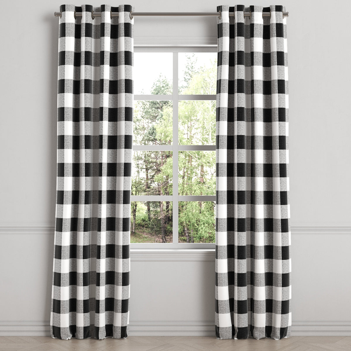 Grommet Drapery in Buffalo Check - Black