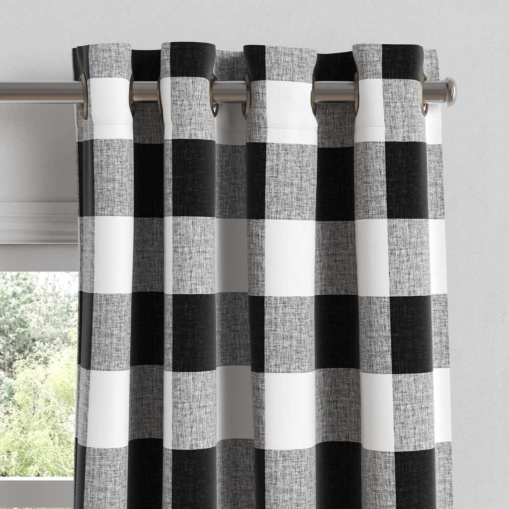 Grommet Drapery in Buffalo Check - Black