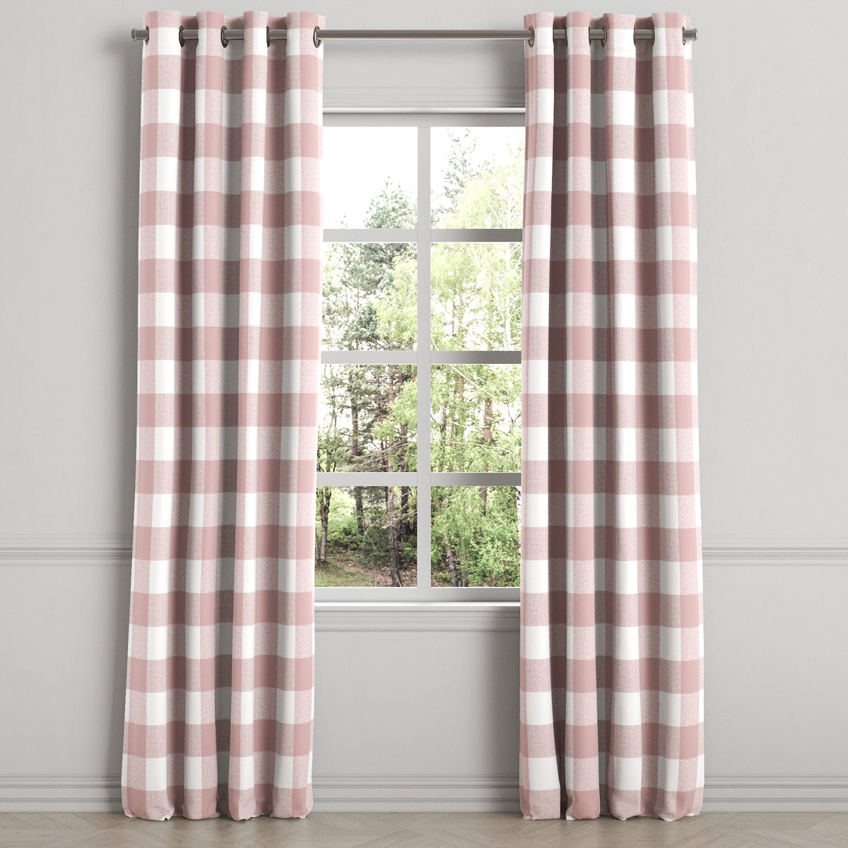 Grommet Drapery in Buffalo Check - Mauve