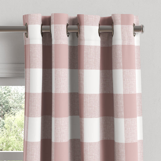 Grommet Drapery in Buffalo Check - Mauve