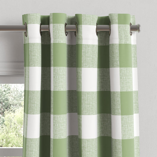 Grommet Drapery in Buffalo Check - Sage