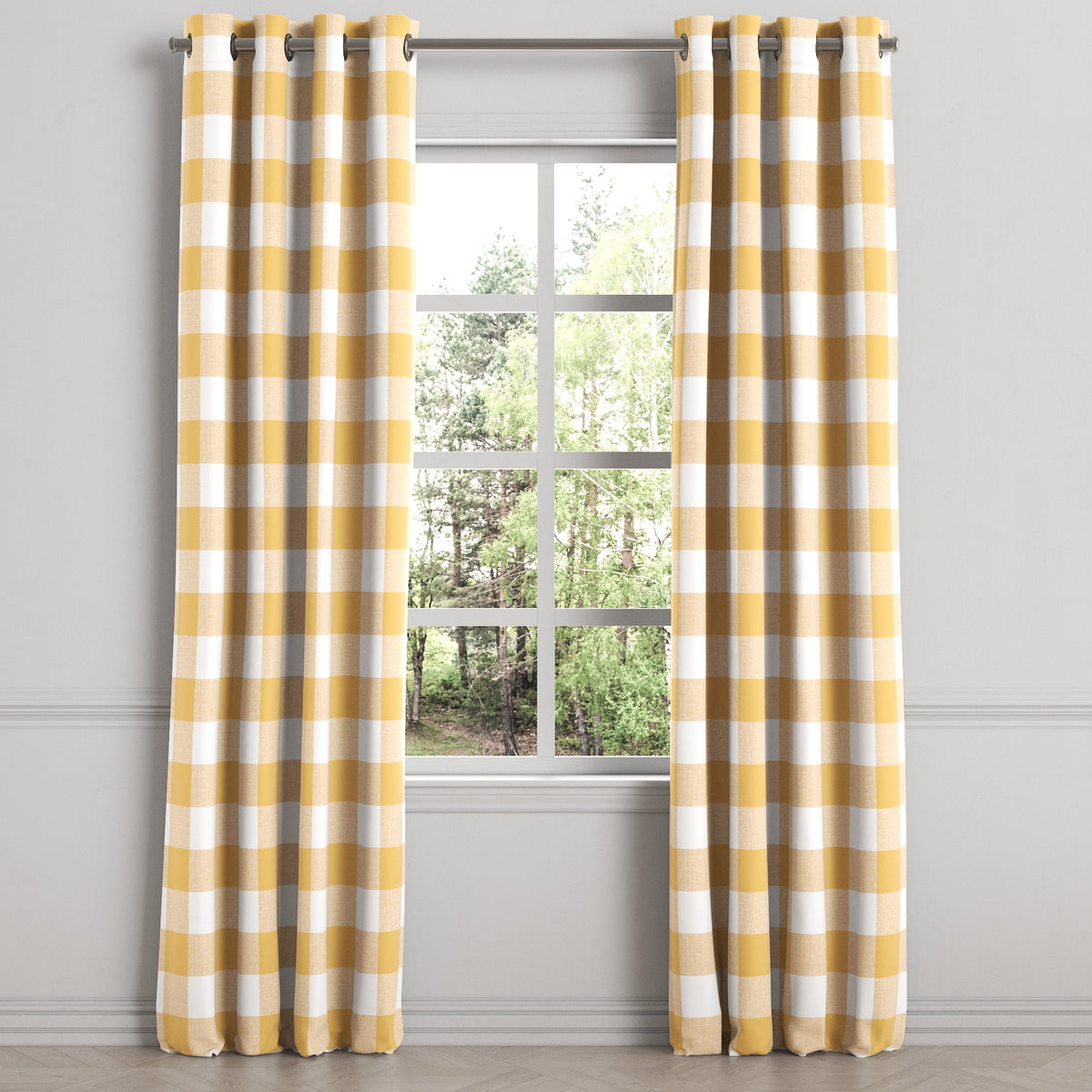 Grommet Drapery in Buffalo Check - Sunny