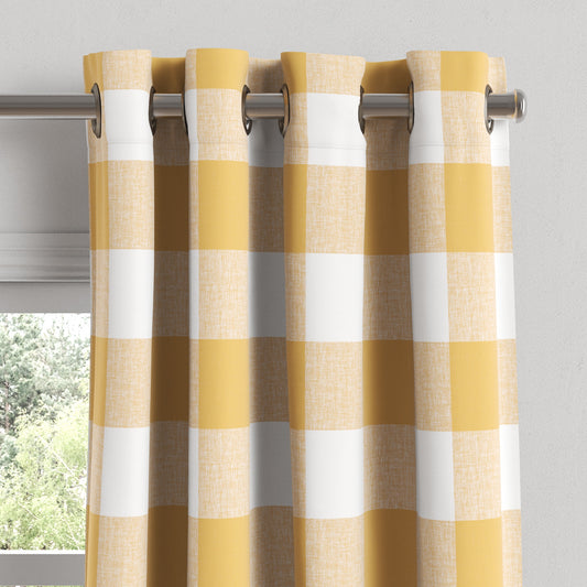 Grommet Drapery in Buffalo Check - Sunny