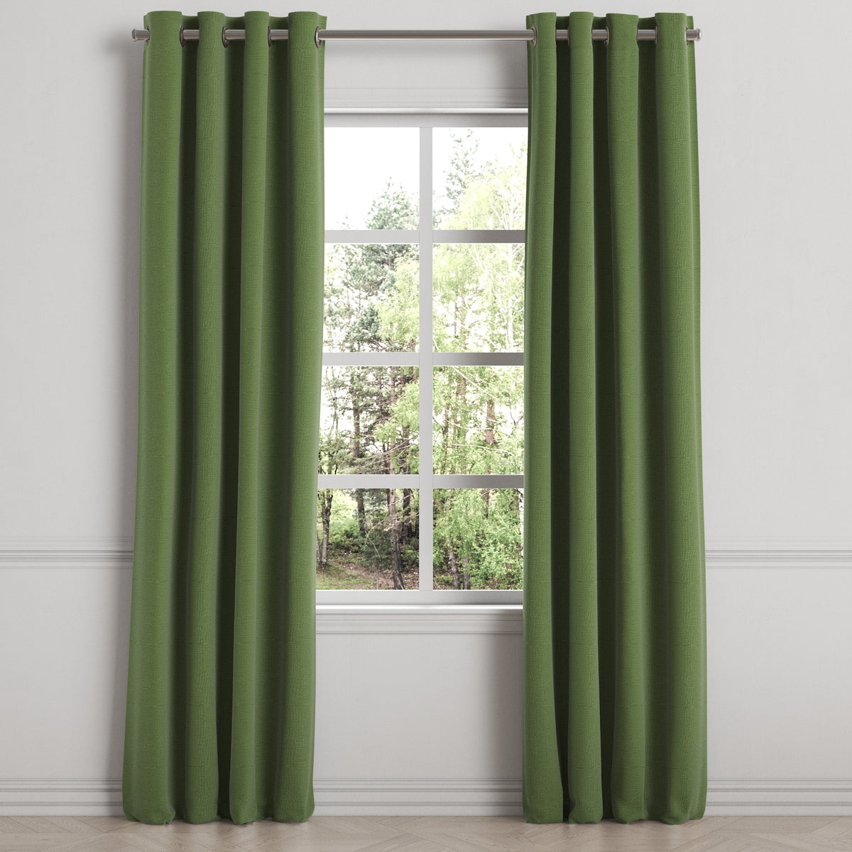 Grommet Drapery in Slubby Linen - Clover