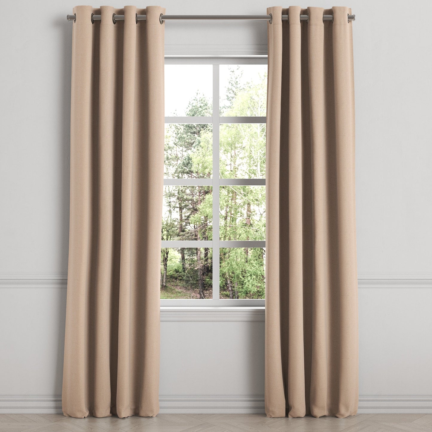 Grommet Drapery in Slubby Linen - Caramel