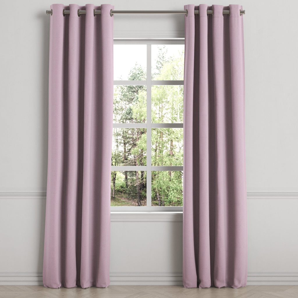 Grommet Drapery in Slubby Linen - Plum