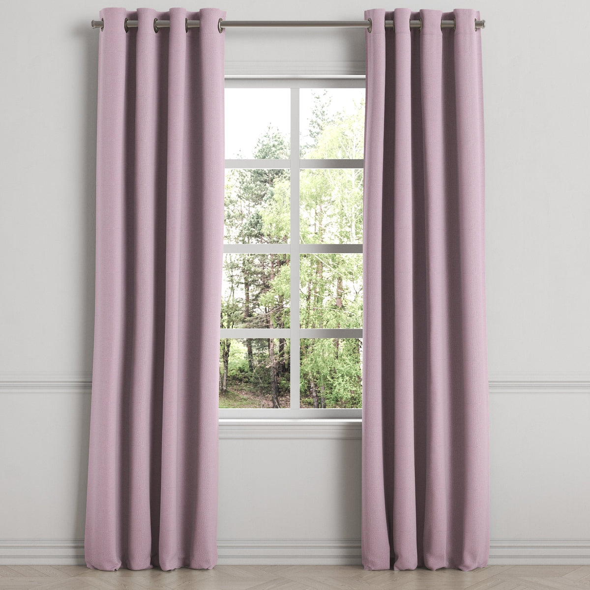 Grommet Drapery in Slubby Linen - Plum