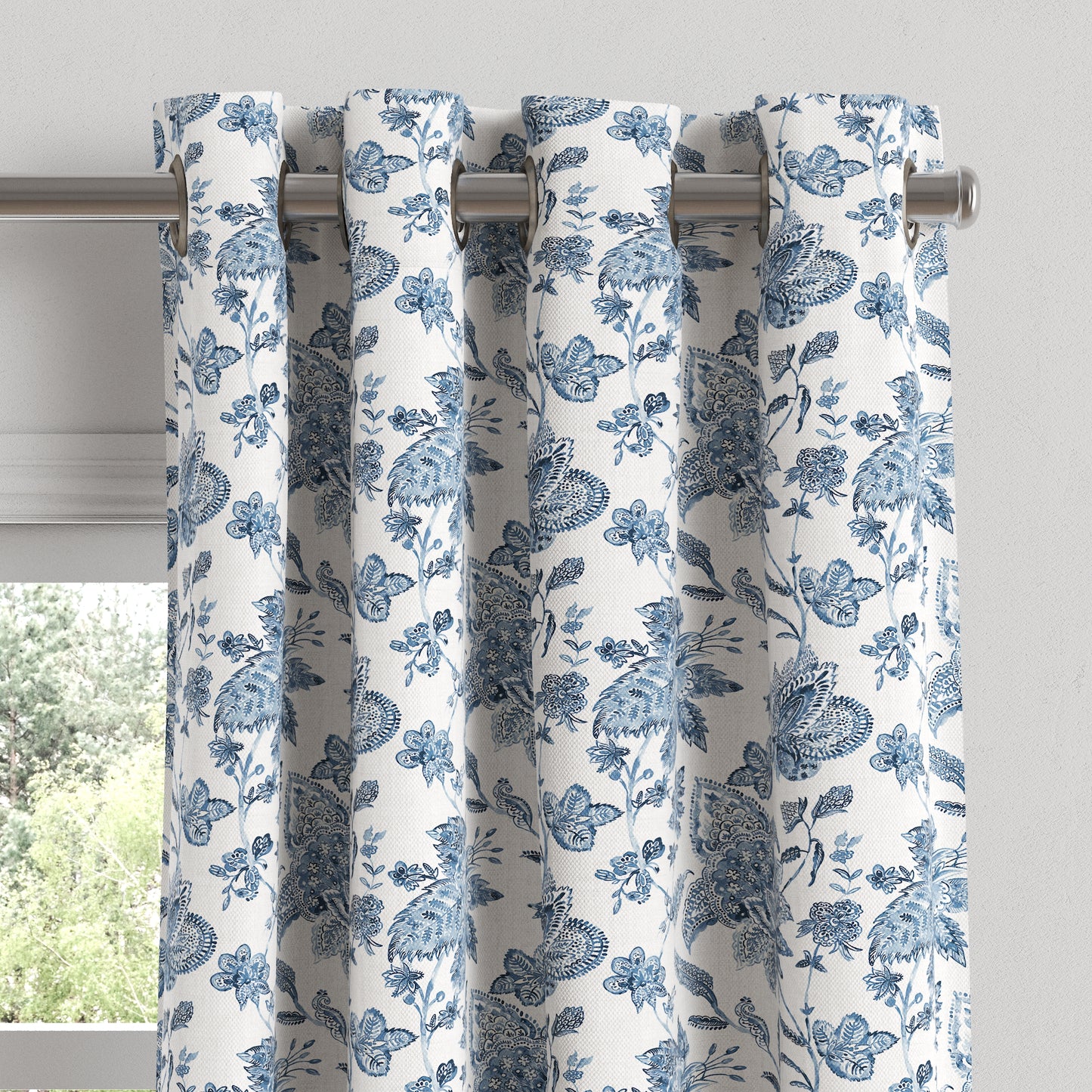 Grommet Drapery in Toile - Blue Skies
