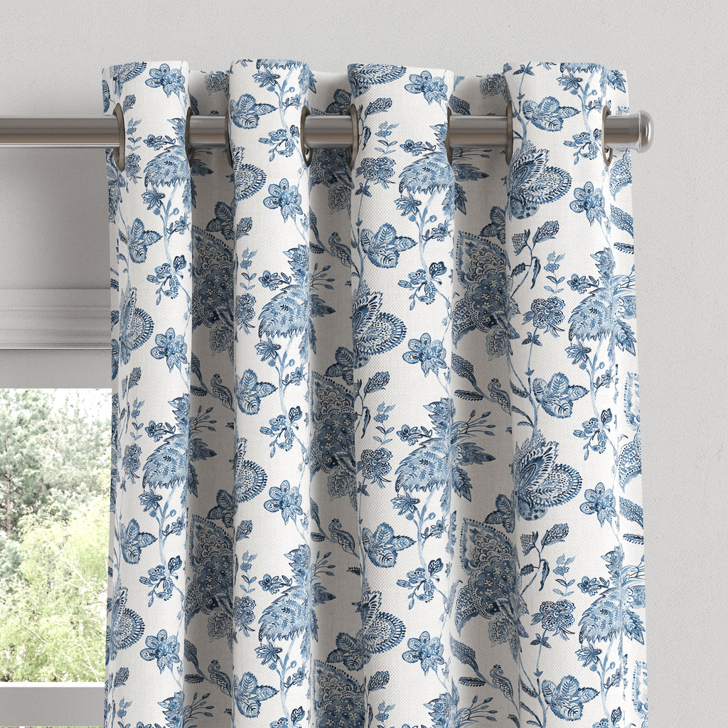 Grommet Drapery in Toile - Blue Skies