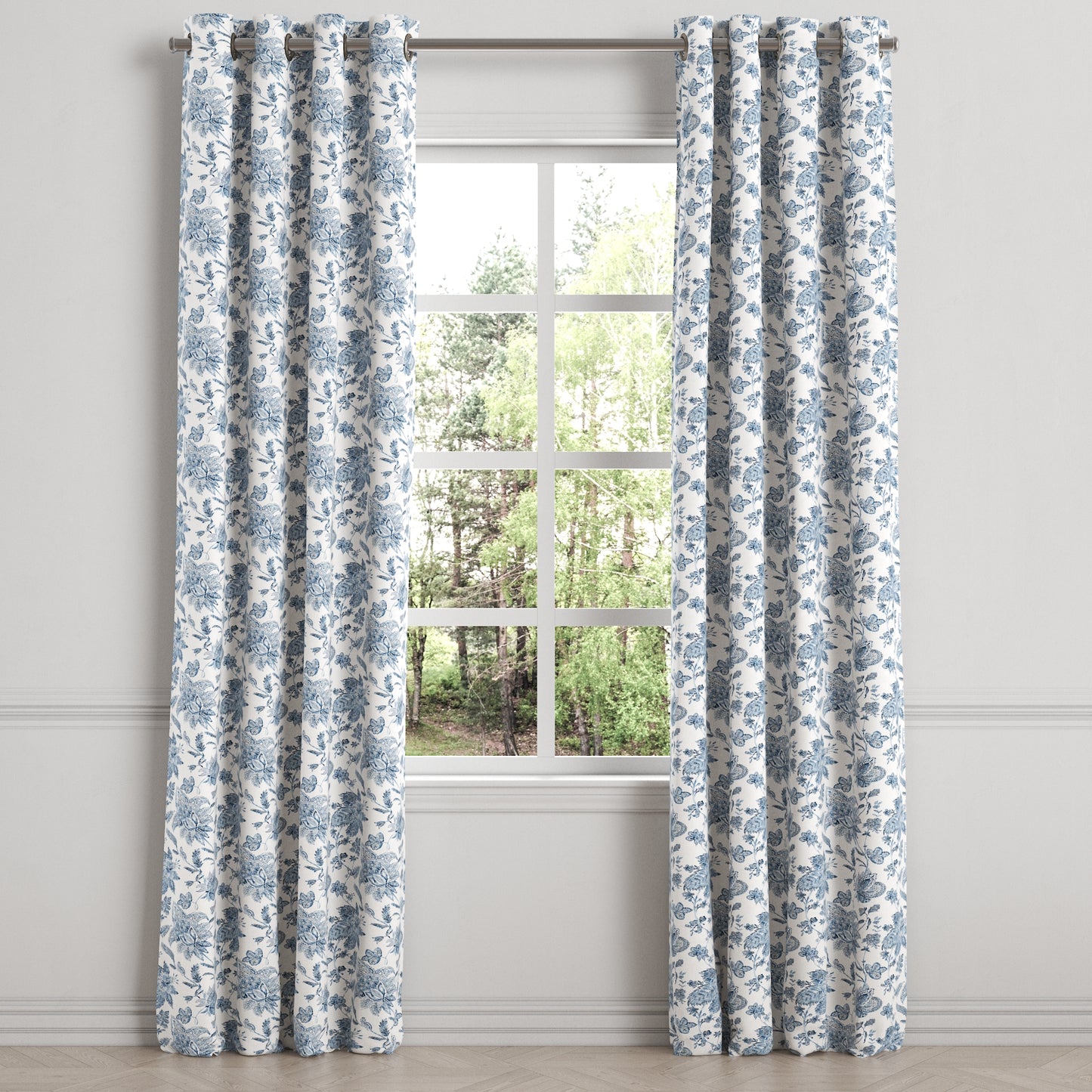 Grommet Drapery in Toile - Blue Skies