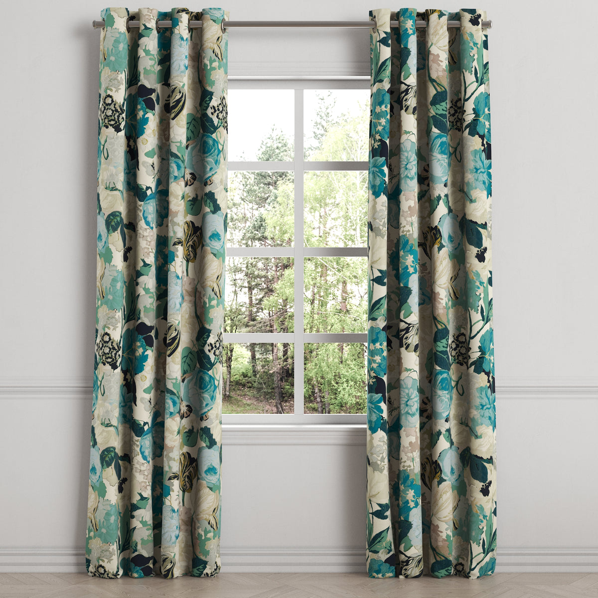 Grommet Drapery in Garden Tea Time - Blue Haze