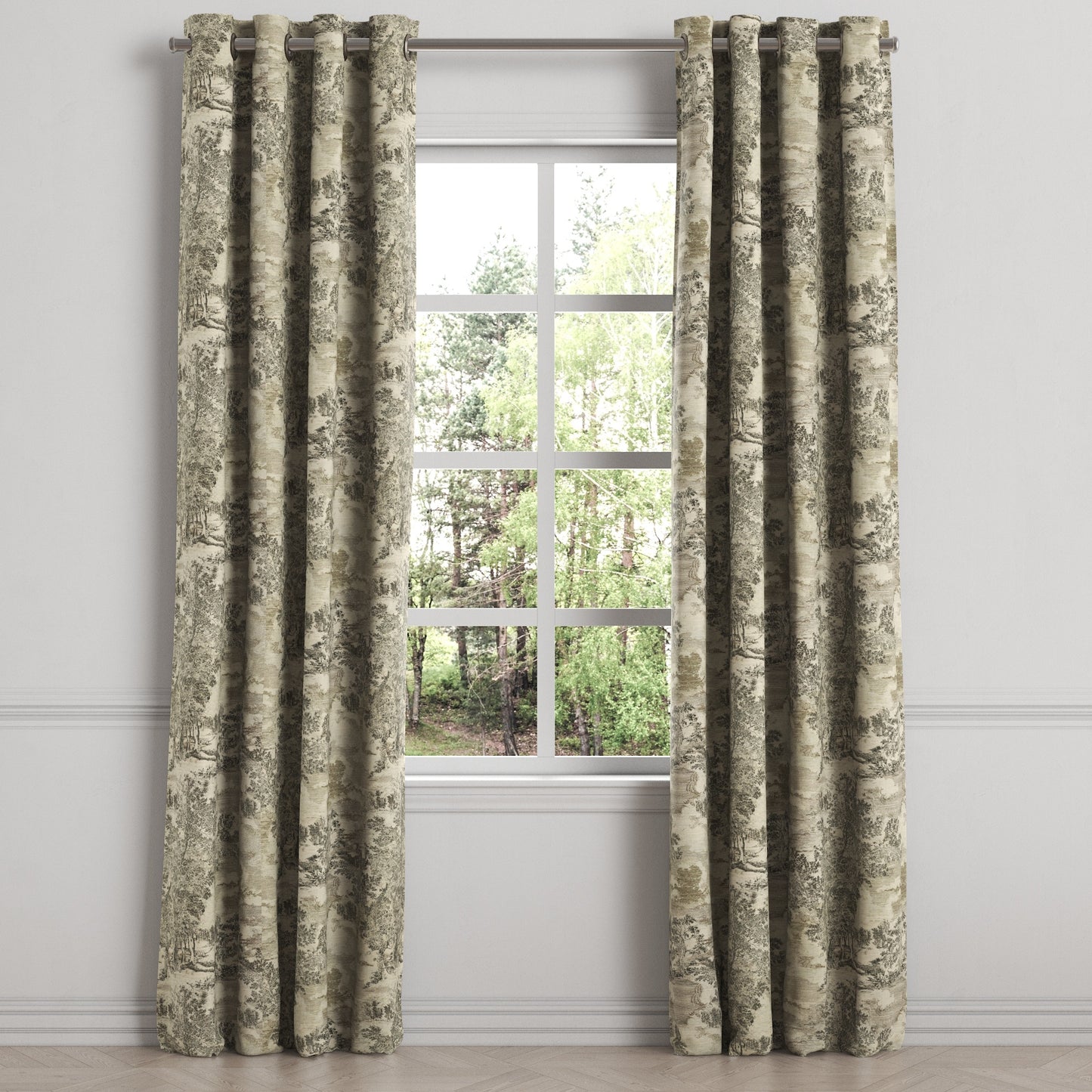 Grommet Drapery in Country Toile - Onyx
