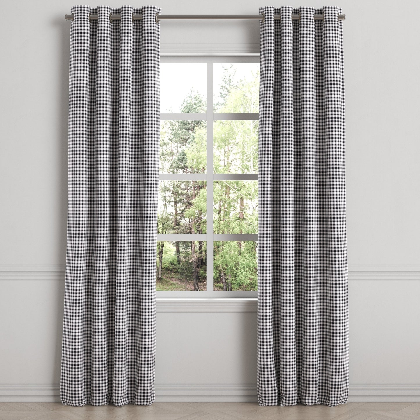 Grommet Drapery in Gingham - Black