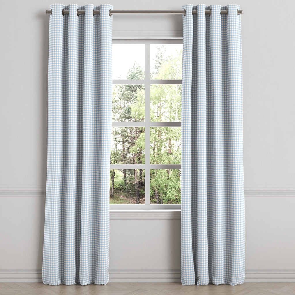 Grommet Drapery in Gingham - Blue Jean