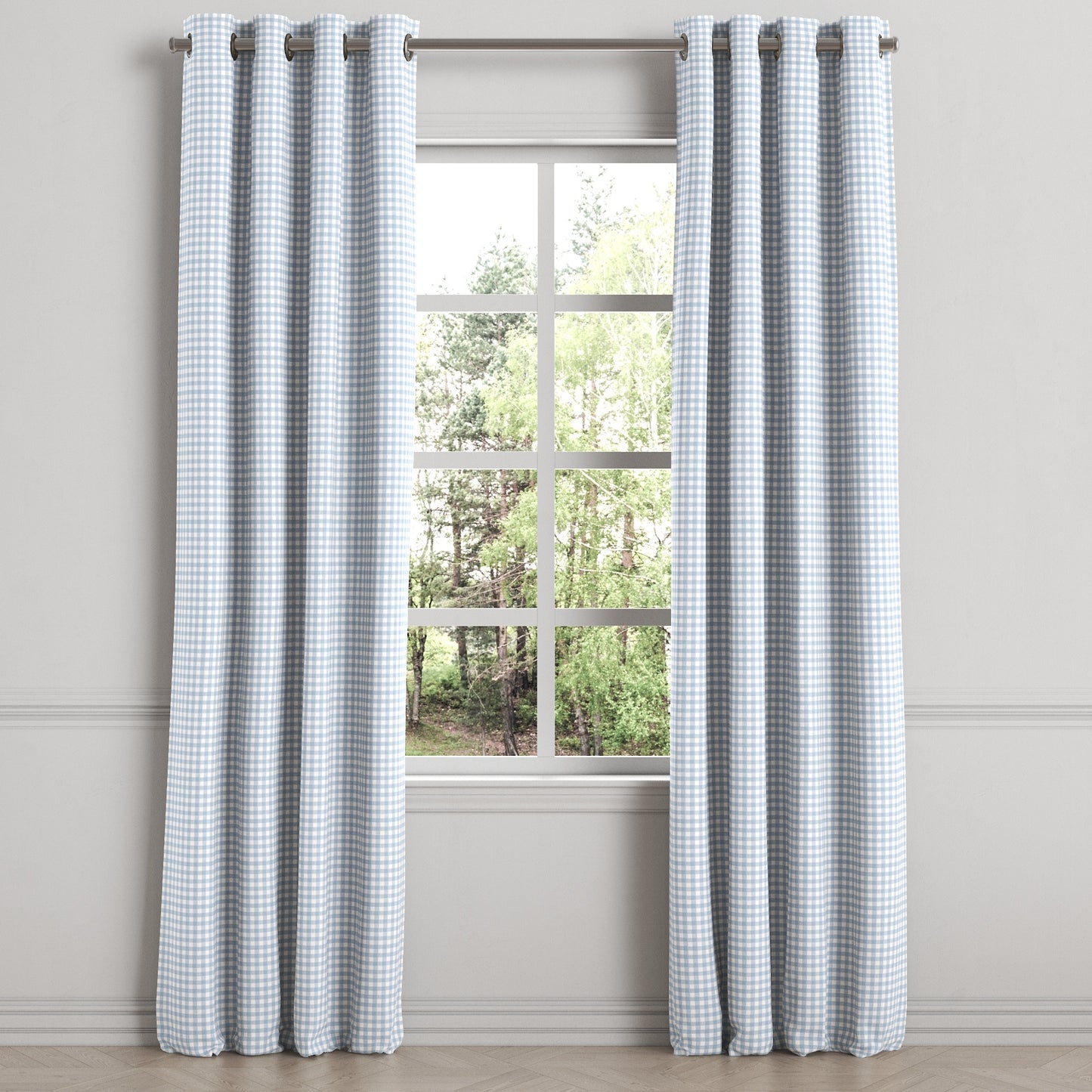 Grommet Drapery in Gingham - Blue Jean