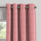 Grommet Drapery in Gingham - Cherry