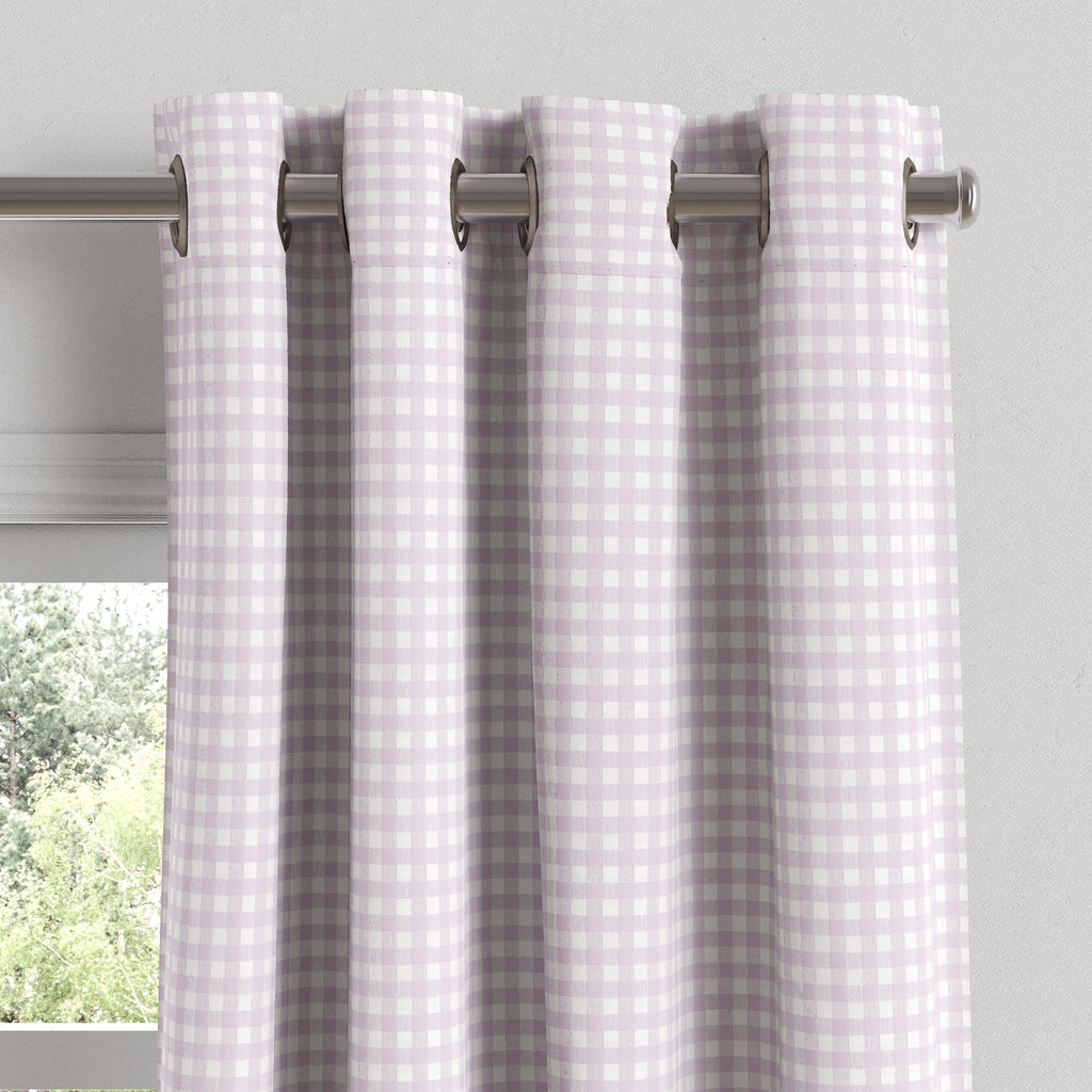 Grommet Drapery in Gingham - Lilac