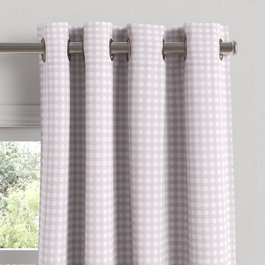 Grommet Drapery in Gingham - Lilac