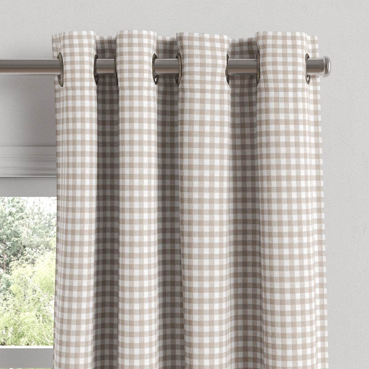 Grommet Drapery in Gingham - Hay