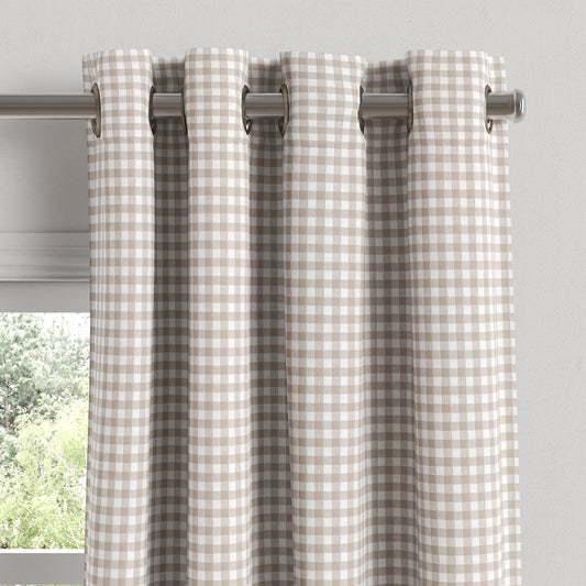 Grommet Drapery in Gingham - Hay