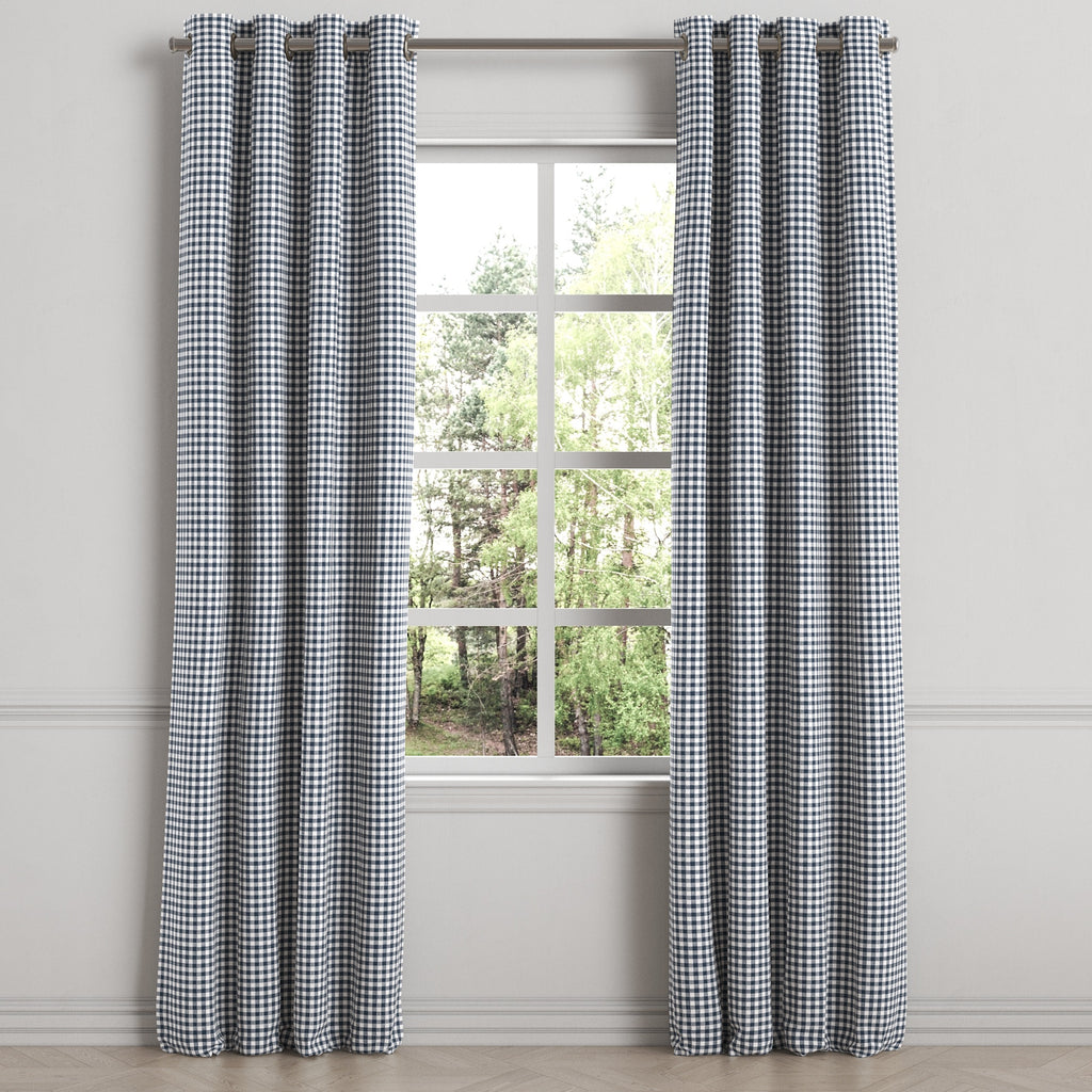 Grommet Drapery in Gingham - Navy