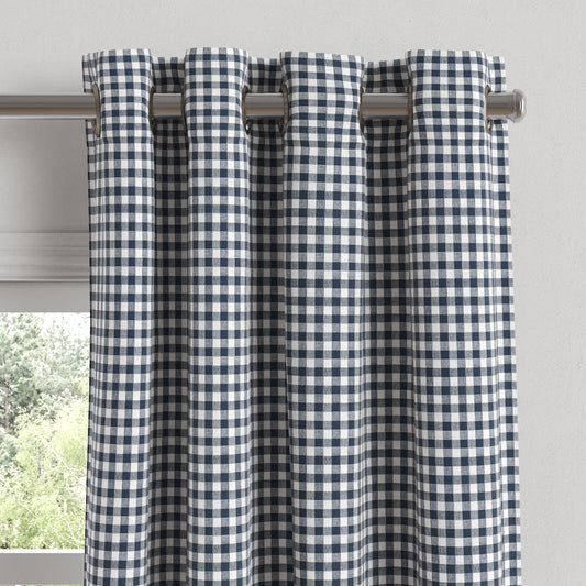 Grommet Drapery in Gingham - Navy