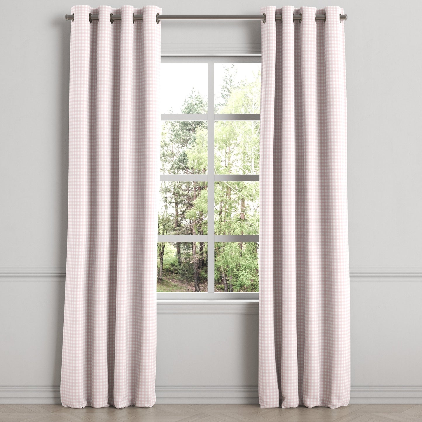 Grommet Drapery in Gingham - Light Pink