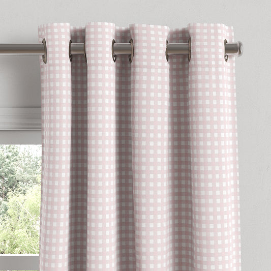 Grommet Drapery in Gingham - Light Pink
