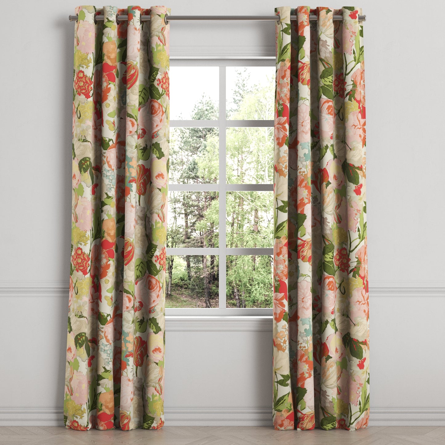 Grommet Drapery in Garden Tea Time - Pink