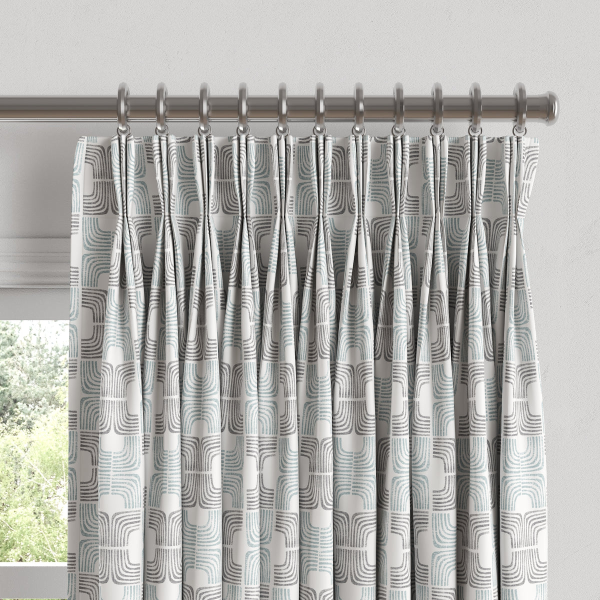 Pinch Pleat Drapery in Groovy - Mint