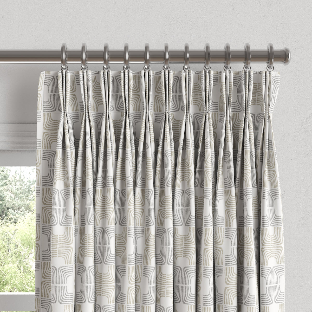 Pinch Pleat Drapery in Groovy - Natural