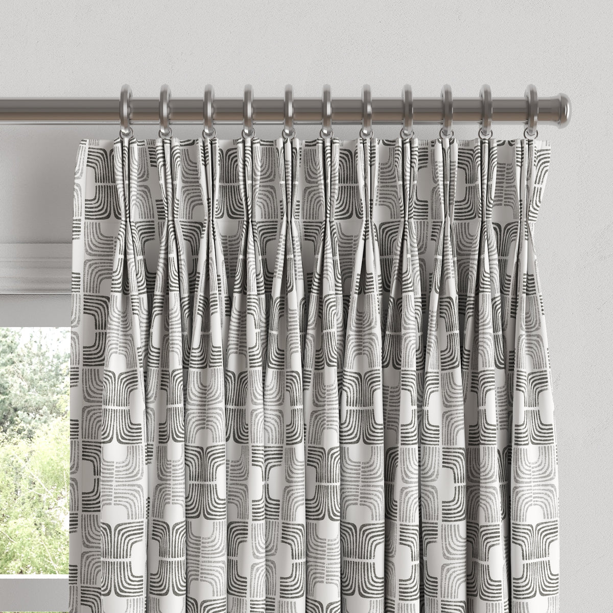 Pinch Pleat Drapery in Groovy - Pewter