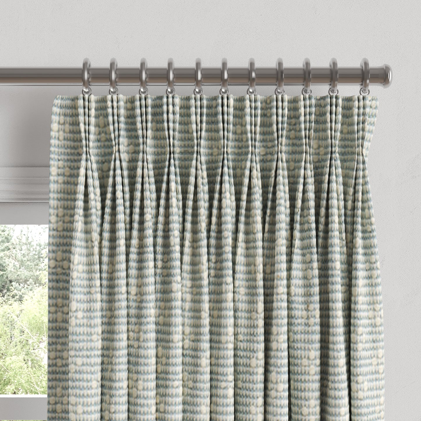 Pinch Pleat Drapery in Ditsy - Fresh Blue