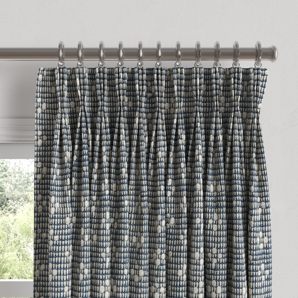 Pinch Pleat Drapery in Ditsy - Indigo