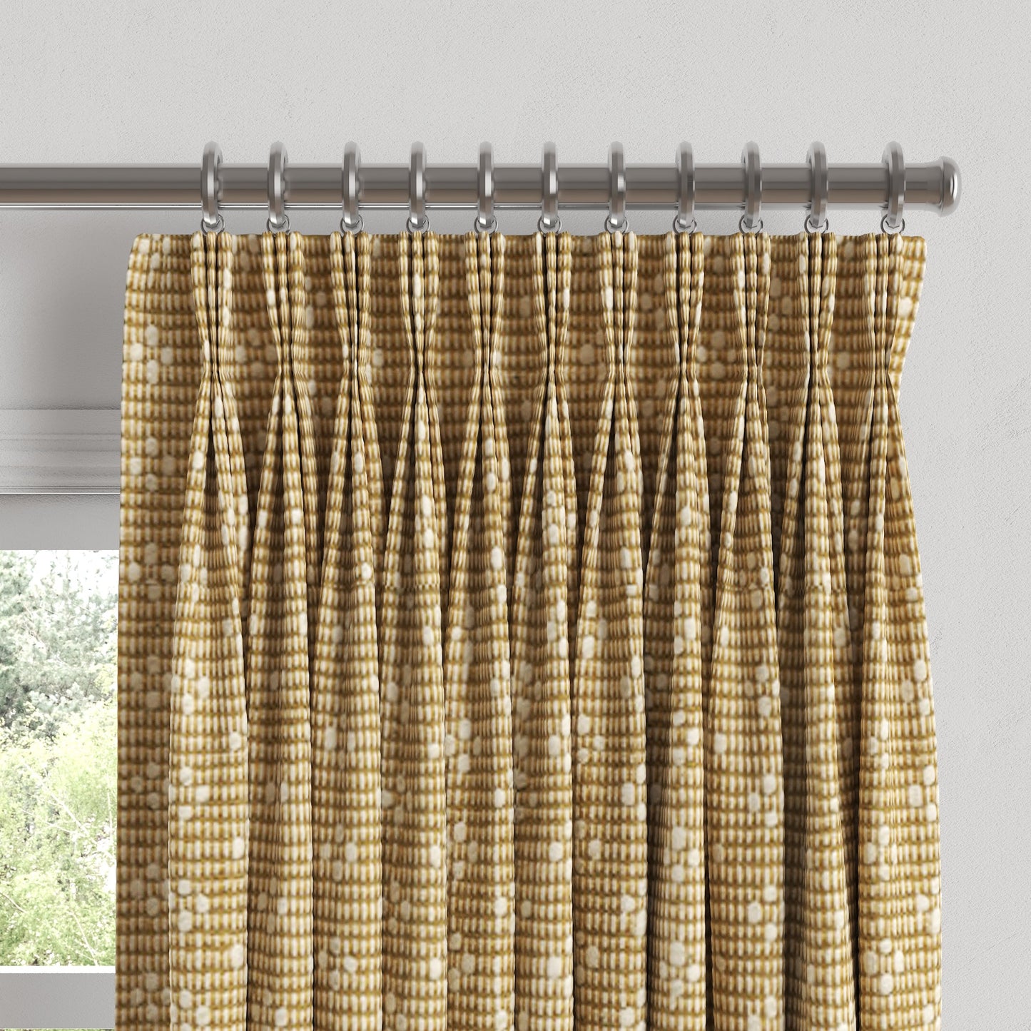Pinch Pleat Drapery in Ditsy - Saddle