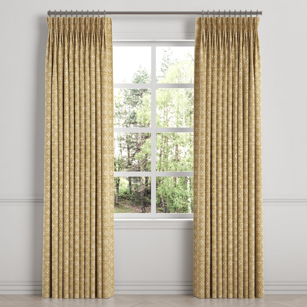 Pinch Pleat Drapery in Ditsy - Saddle