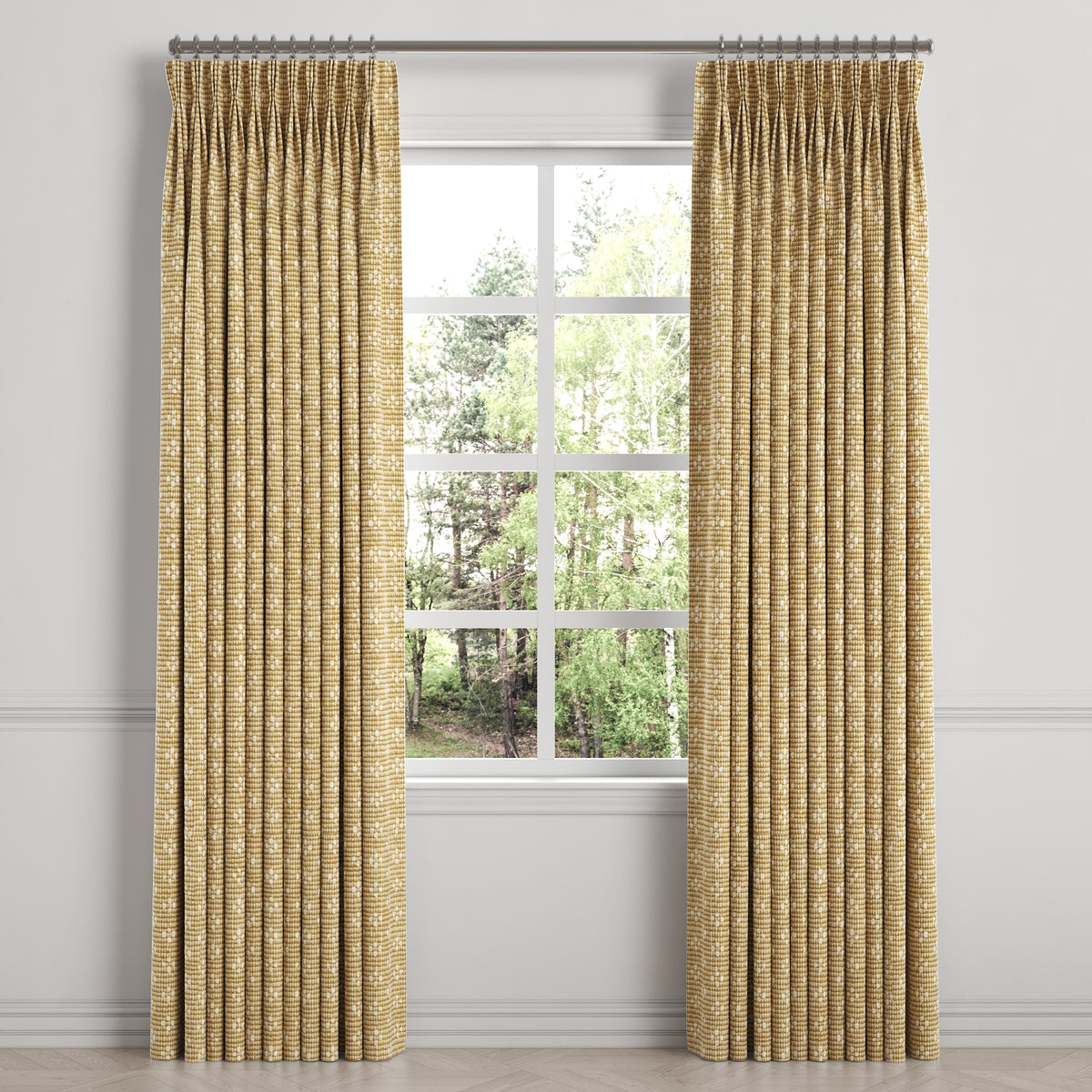 Pinch Pleat Drapery in Ditsy - Saddle