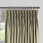 Pinch Pleat Drapery in Little White Line - Sage