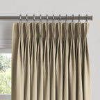Pinch Pleat Drapery in Little White Line - Sand