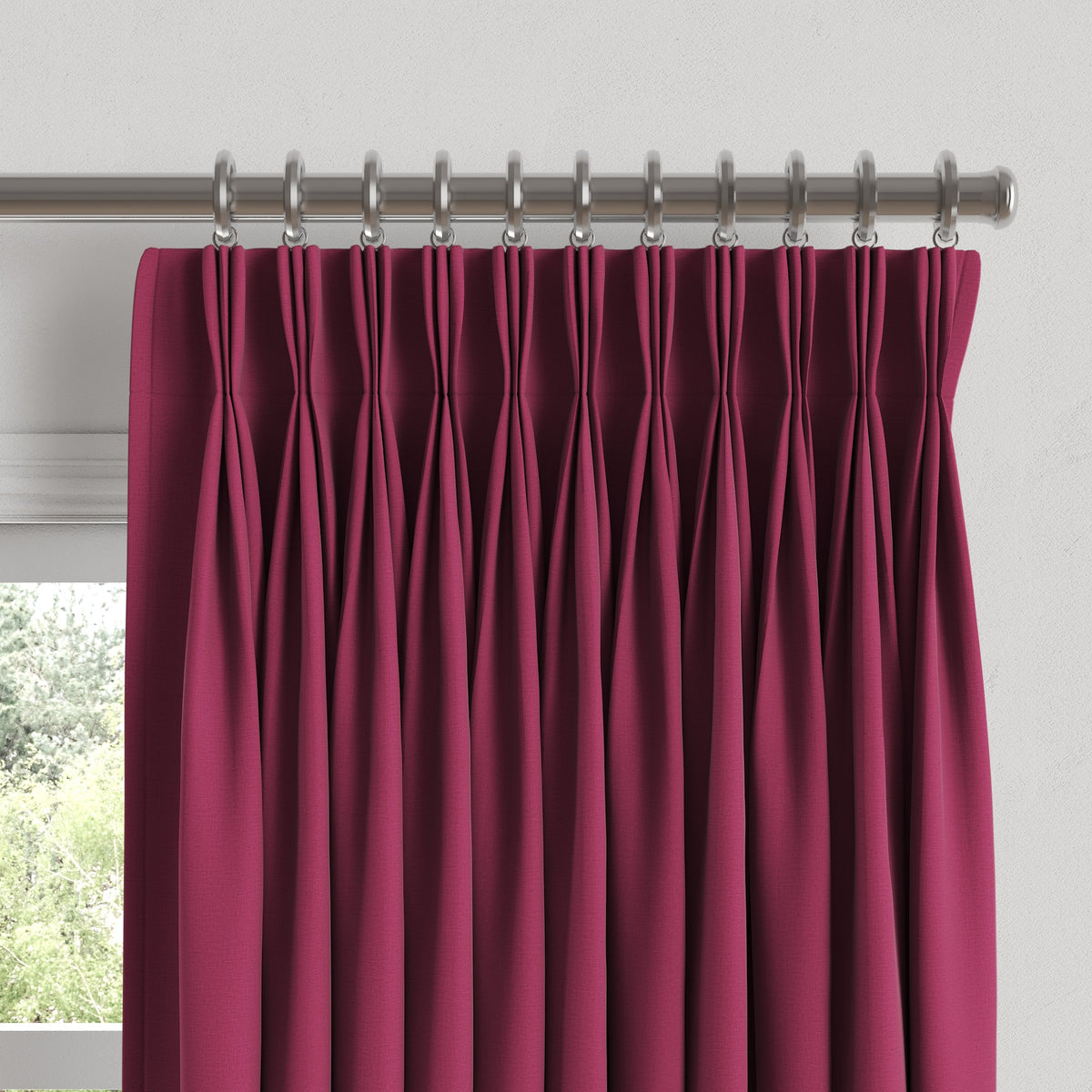 Pinch Pleat Drapery in Lush Linen - Beet