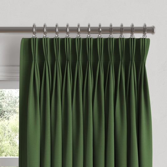 Pinch Pleat Drapery in Lush Linen - Forest