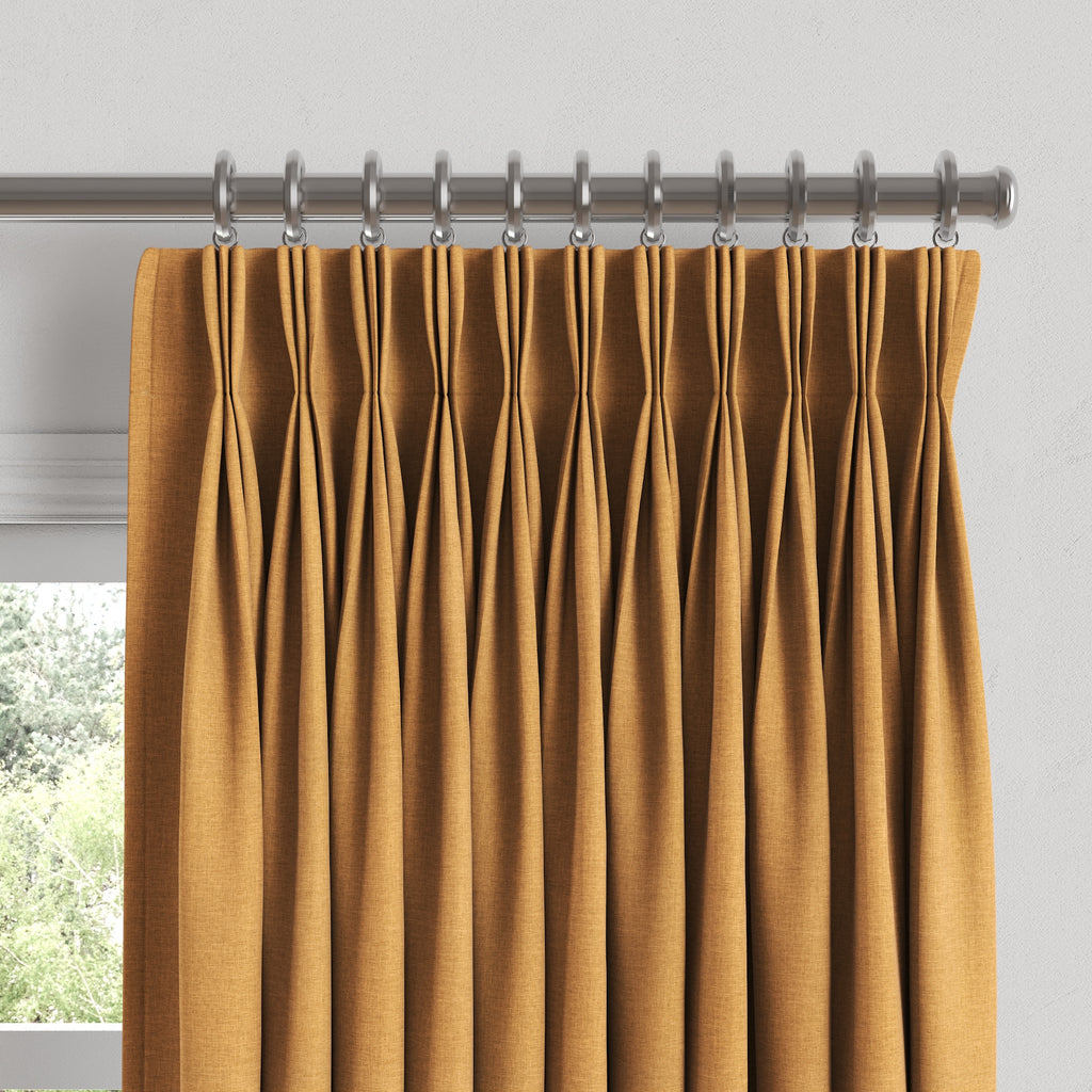 Pinch Pleat Drapery in Lush Linen - Turmeric