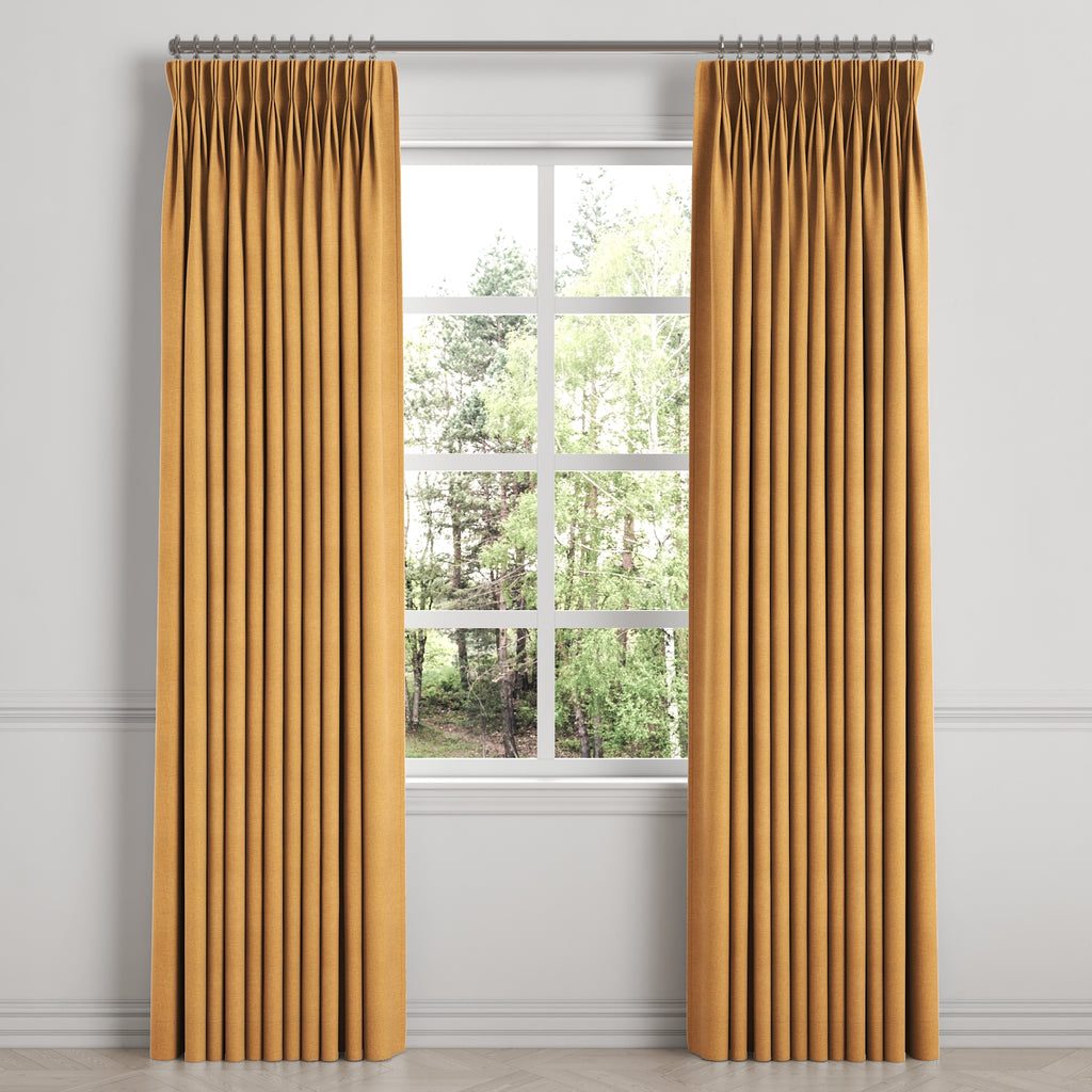 Pinch Pleat Drapery in Lush Linen - Turmeric