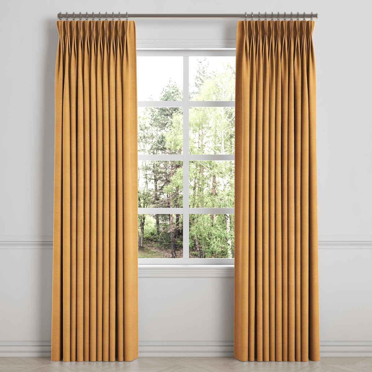 Pinch Pleat Drapery in Lush Linen - Turmeric